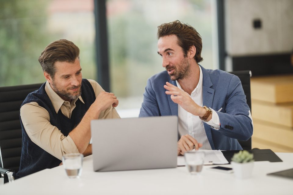 An accountant going through a document with a client